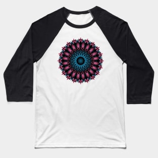 Flashy Fury Pink and Blue Mandala Baseball T-Shirt